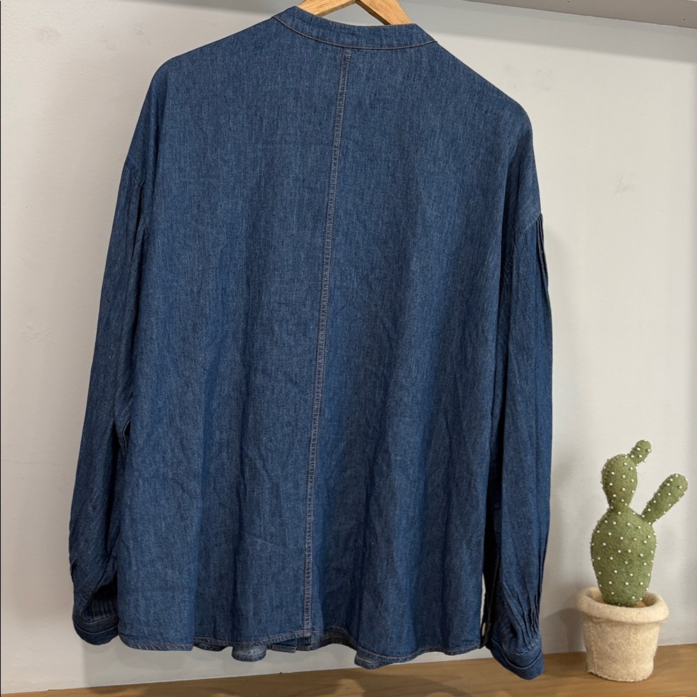 Soft Surroundings Denim Linen Blend Grotto Blouse, Size XL - Picture 3 of 11